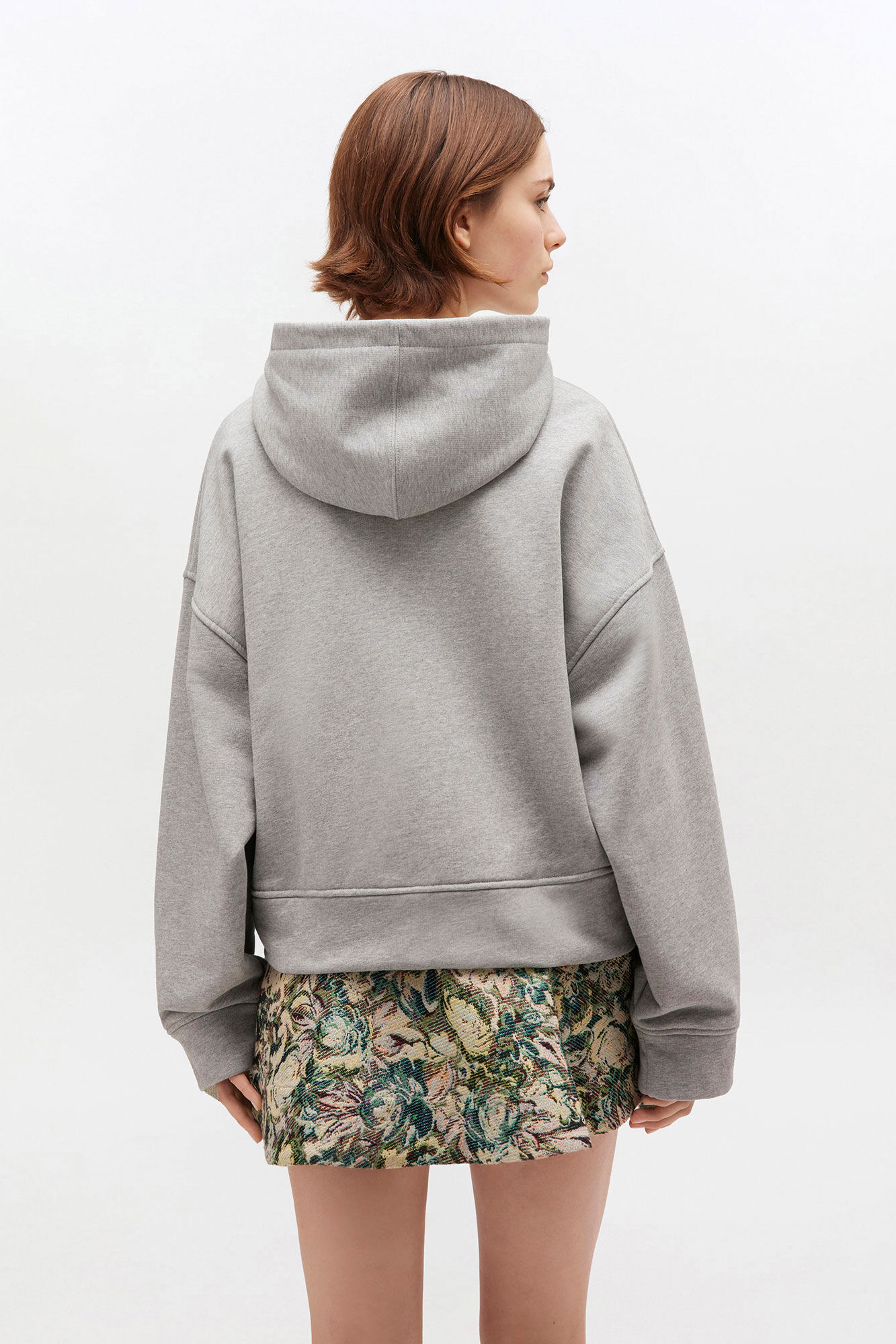 Grey Two-way Zip Hoodie, in colour Paloma Melange - 3 - GANNI