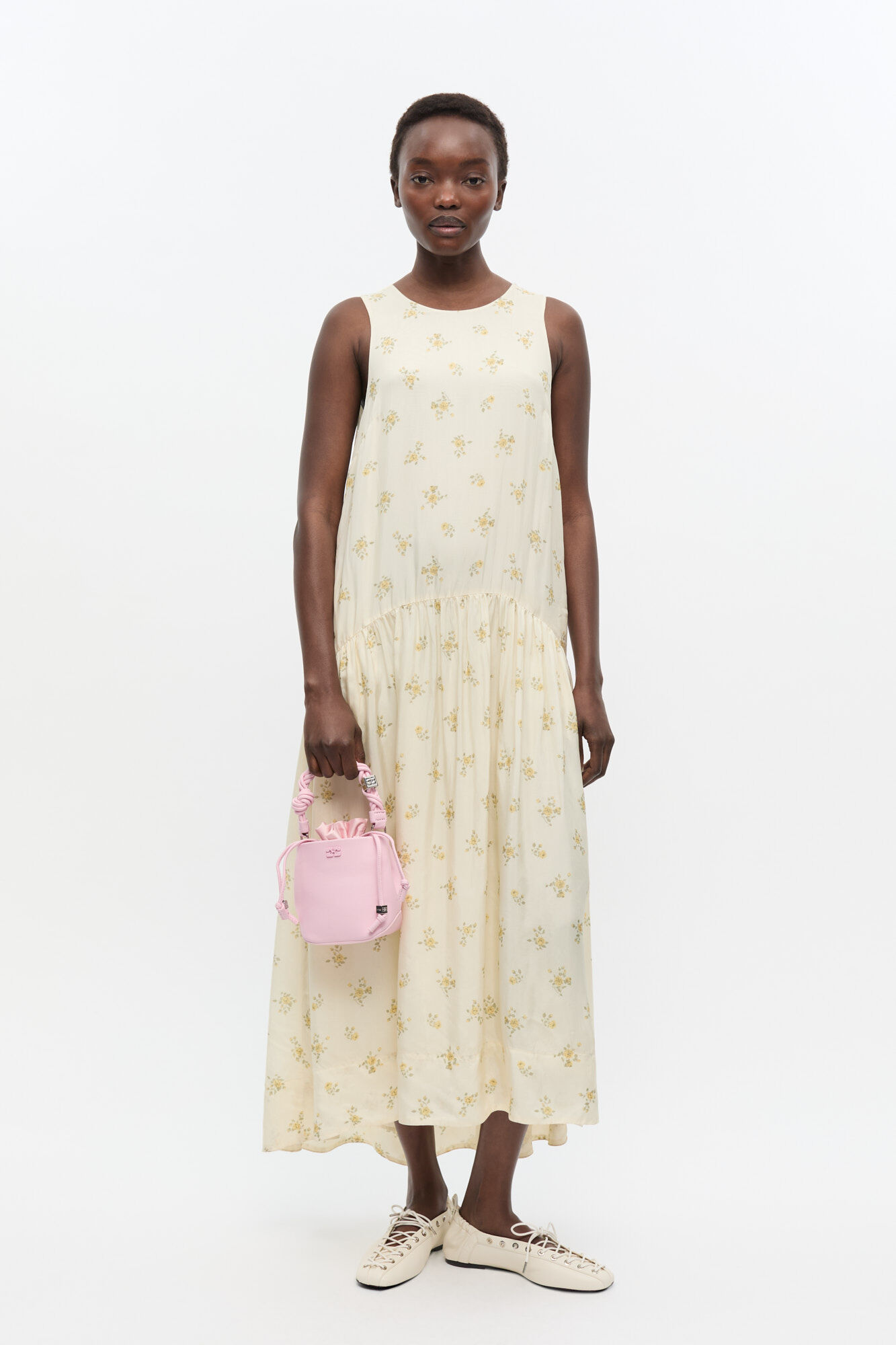 Pink Mini GANNI Bou Bucket Bag, Lyocell, in colour Fairy Tale - 1 - GANNI