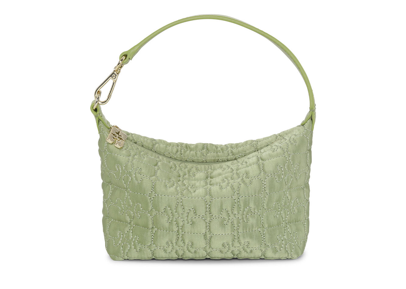 Light Khaki Small Butterfly Pouch Satin Taske, Recycled Polyester, in colour Mosstone - 1 - GANNI