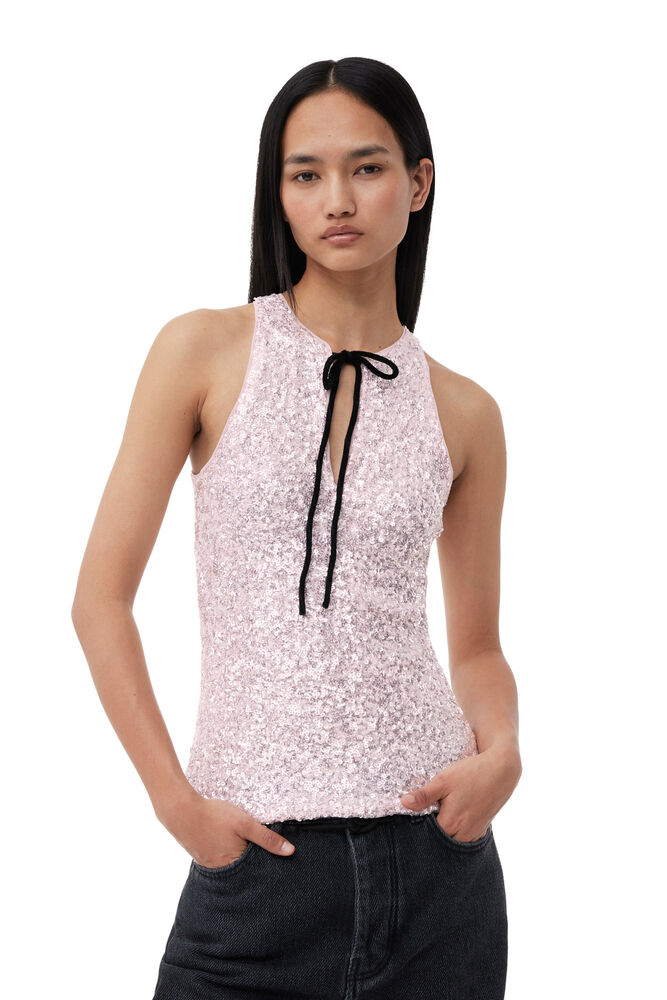 3D Sequins Top, Mauve Chalk