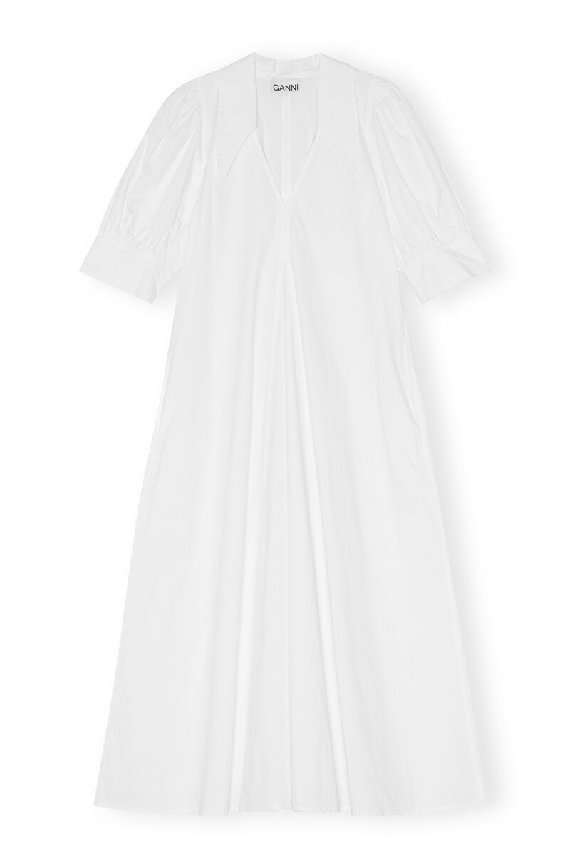 Midikleid aus Popeline, Cotton, in colour Bright White - 1 - GANNI