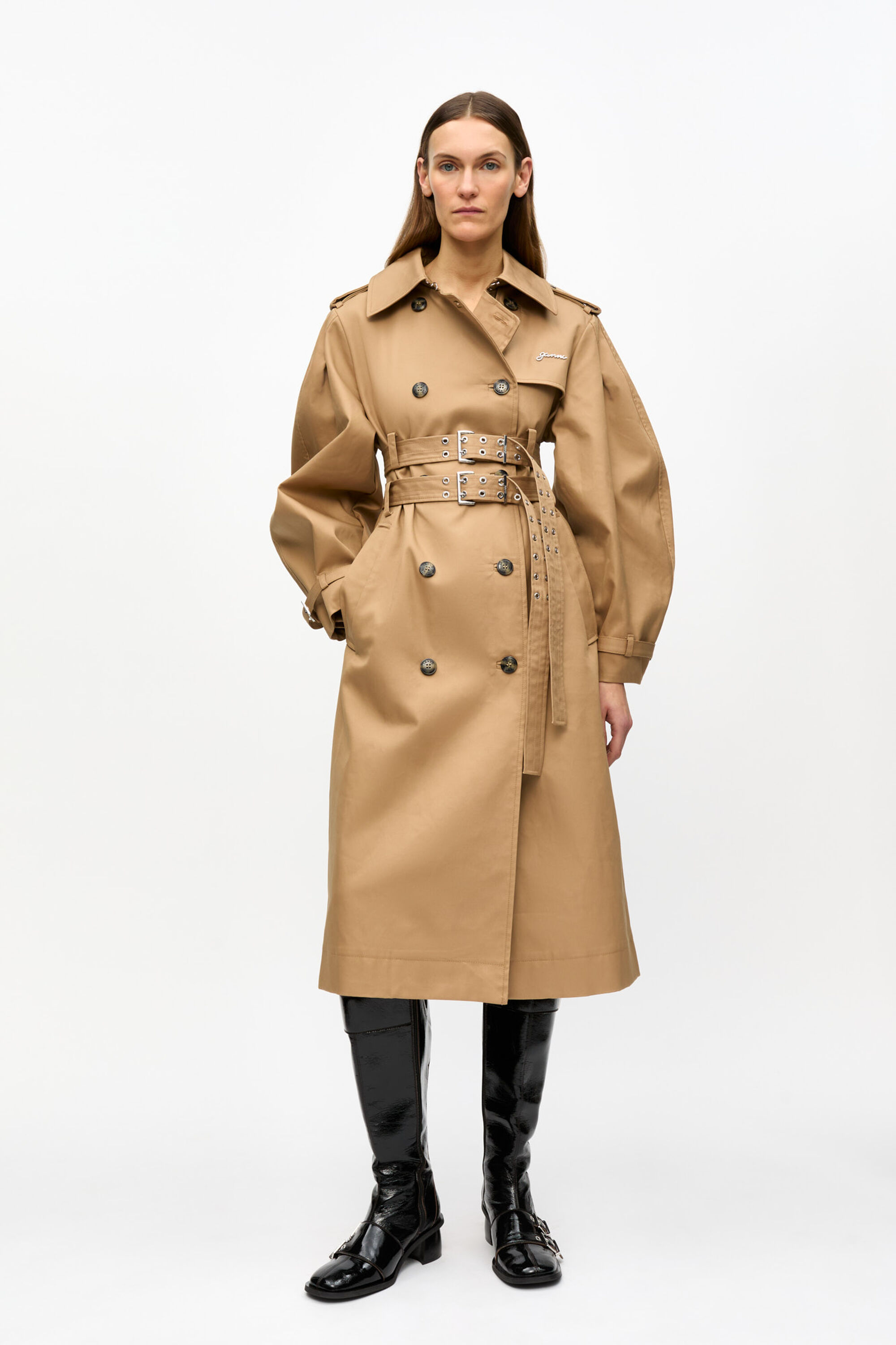 Trench en coton contrecollé camel