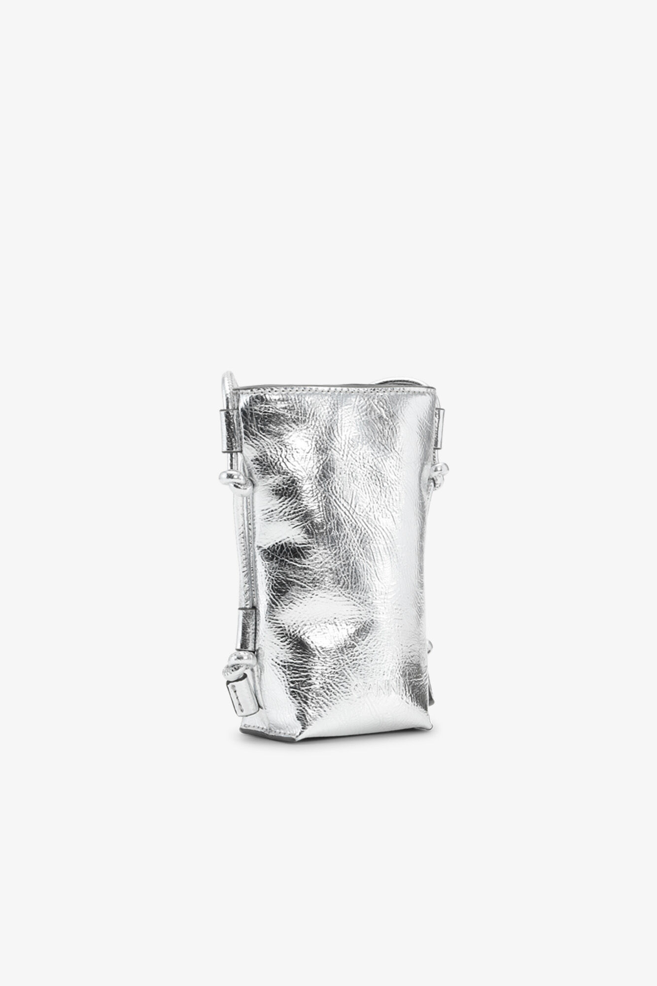 Silver Metallic GANNI Bou Crossbody Bag, Polyester, in colour Silver - 2 - GANNI