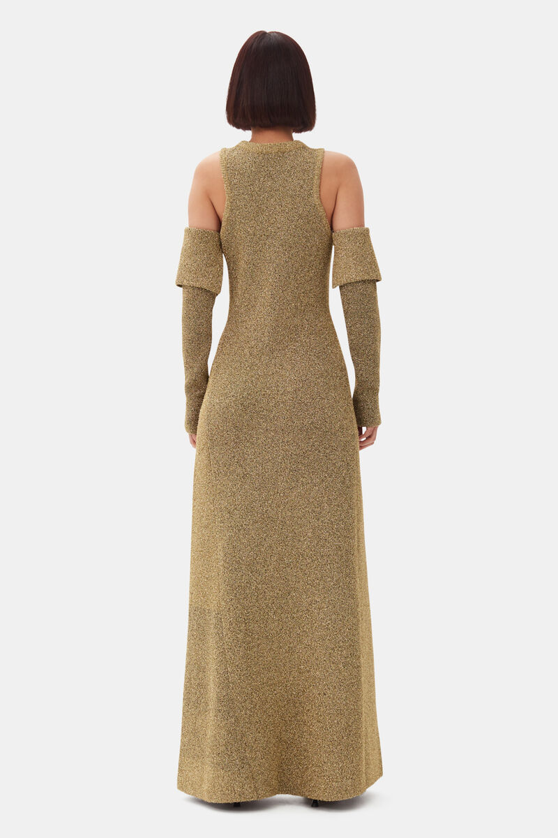 Gold Sparkle Cold-Shoulder Maxi Dress, Metallic fiber, in colour Gold - 4 - GANNI