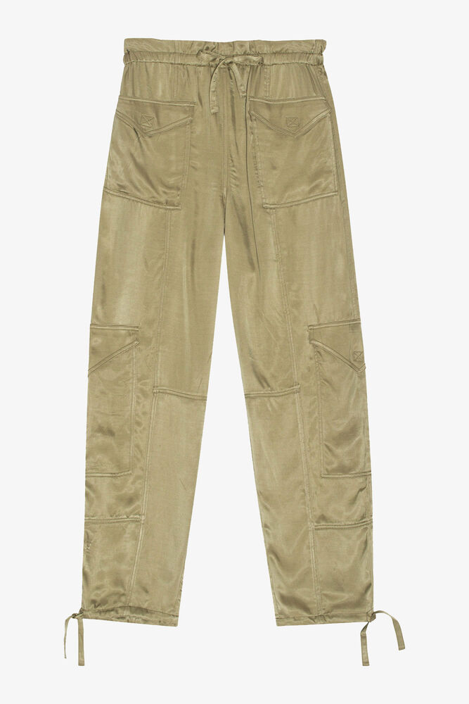 Washed Satin Pants, Aloe