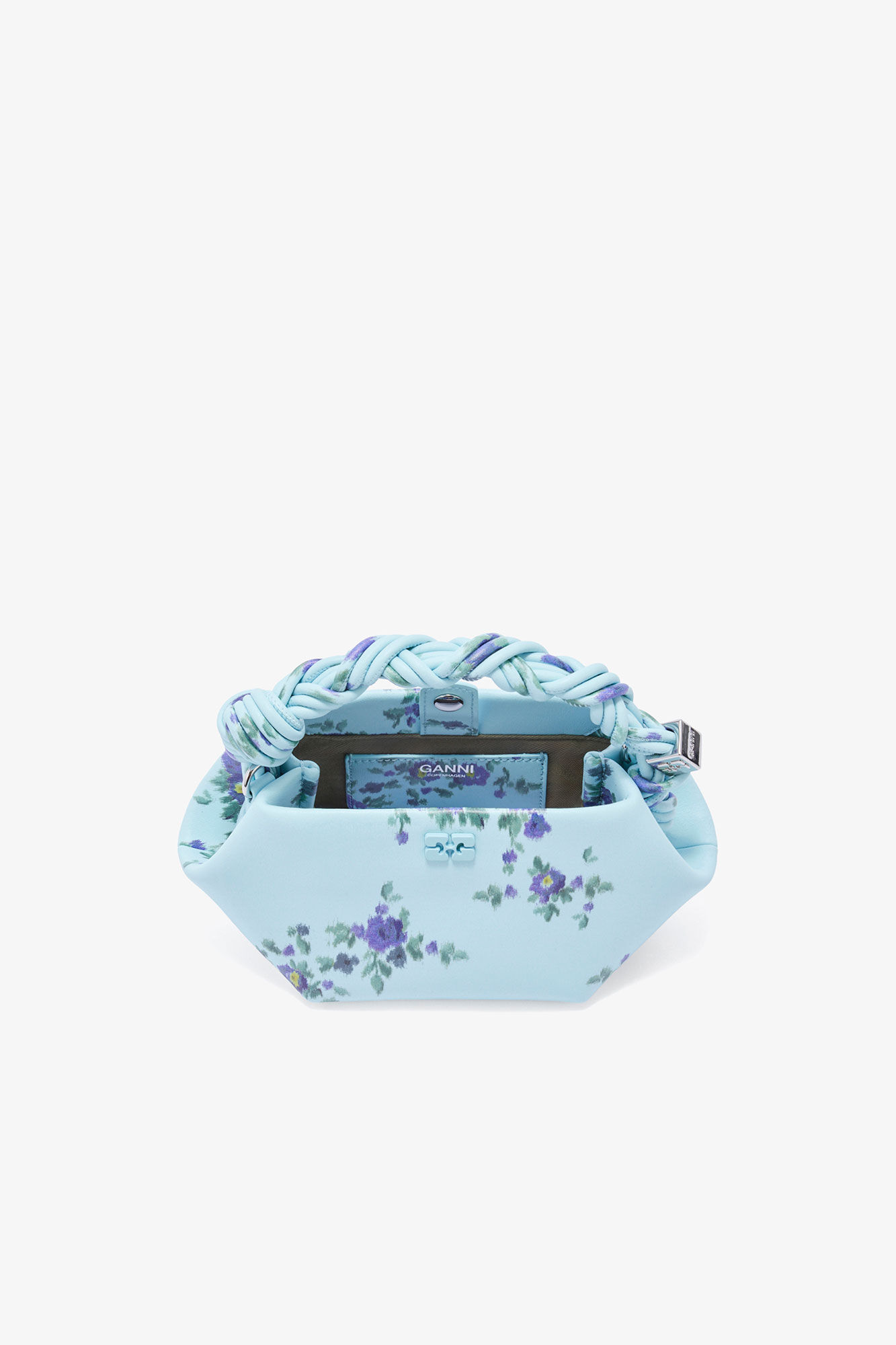 Mini sac bleu imprim&eacute; Bou, Recycled Leather, in colour Iced Aqua - 3 - GANNI