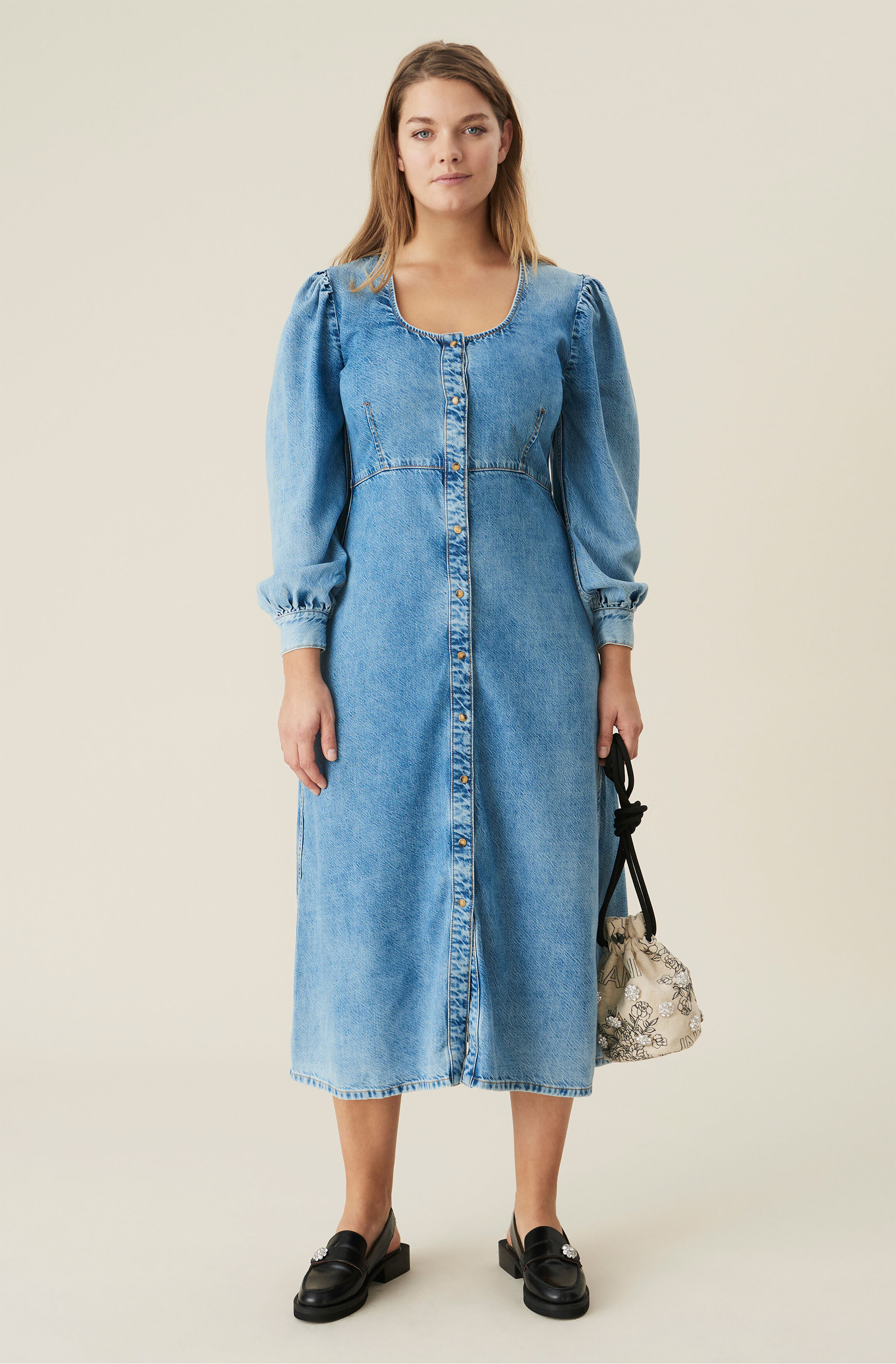 Ganni washed denim dress clearance