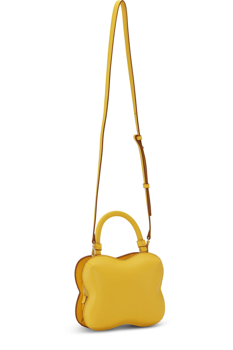 Yellow Small Butterfly Crossbody Tasche, Polyester, in colour Golden Kiwi - 2 - GANNI