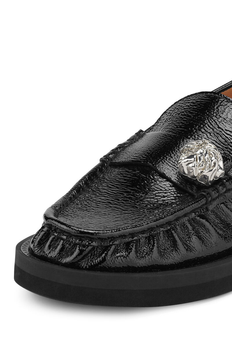 Embellished Loafers, Calf Leather, in colour Black - 3 - GANNI