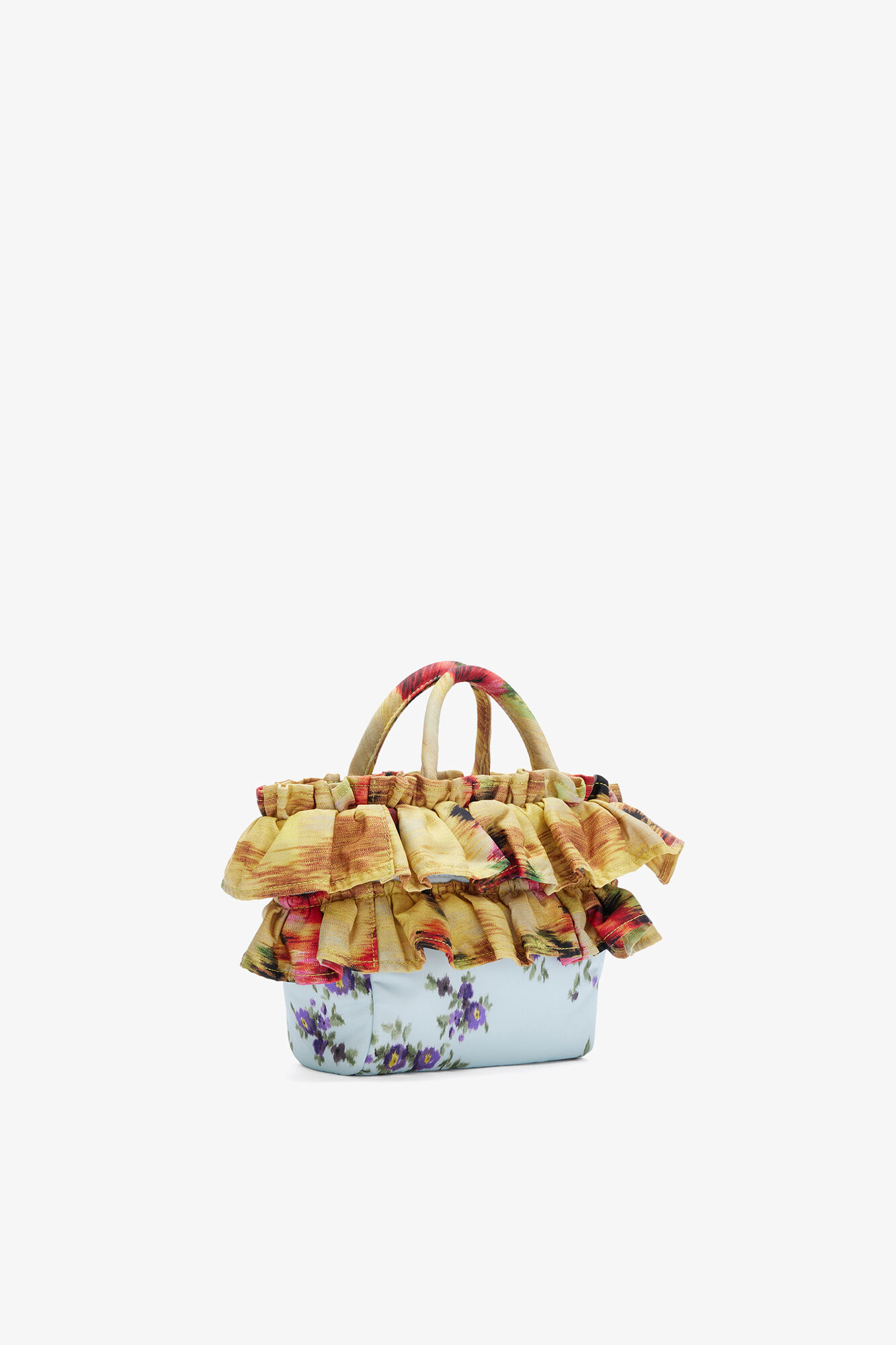 Mini Tote Bag in Ruffle Print, Recycled Polyamide, in colour Iced Aqua - 2 - GANNI