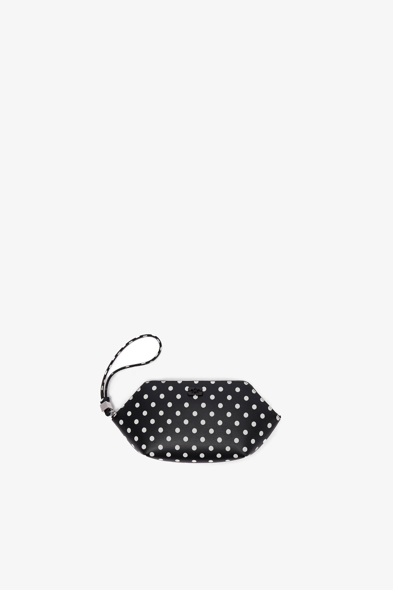 Bou Make Up Pouch with Dots, Recycled Leather, in colour Black - 1 - GANNI
