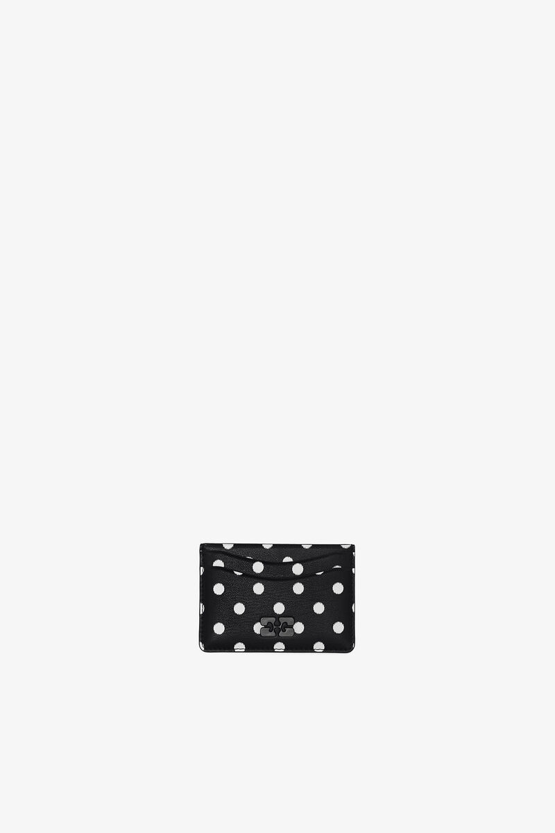 Porte-cartes &agrave; pois Bou, Recycled Leather, in colour Black - 1 - GANNI