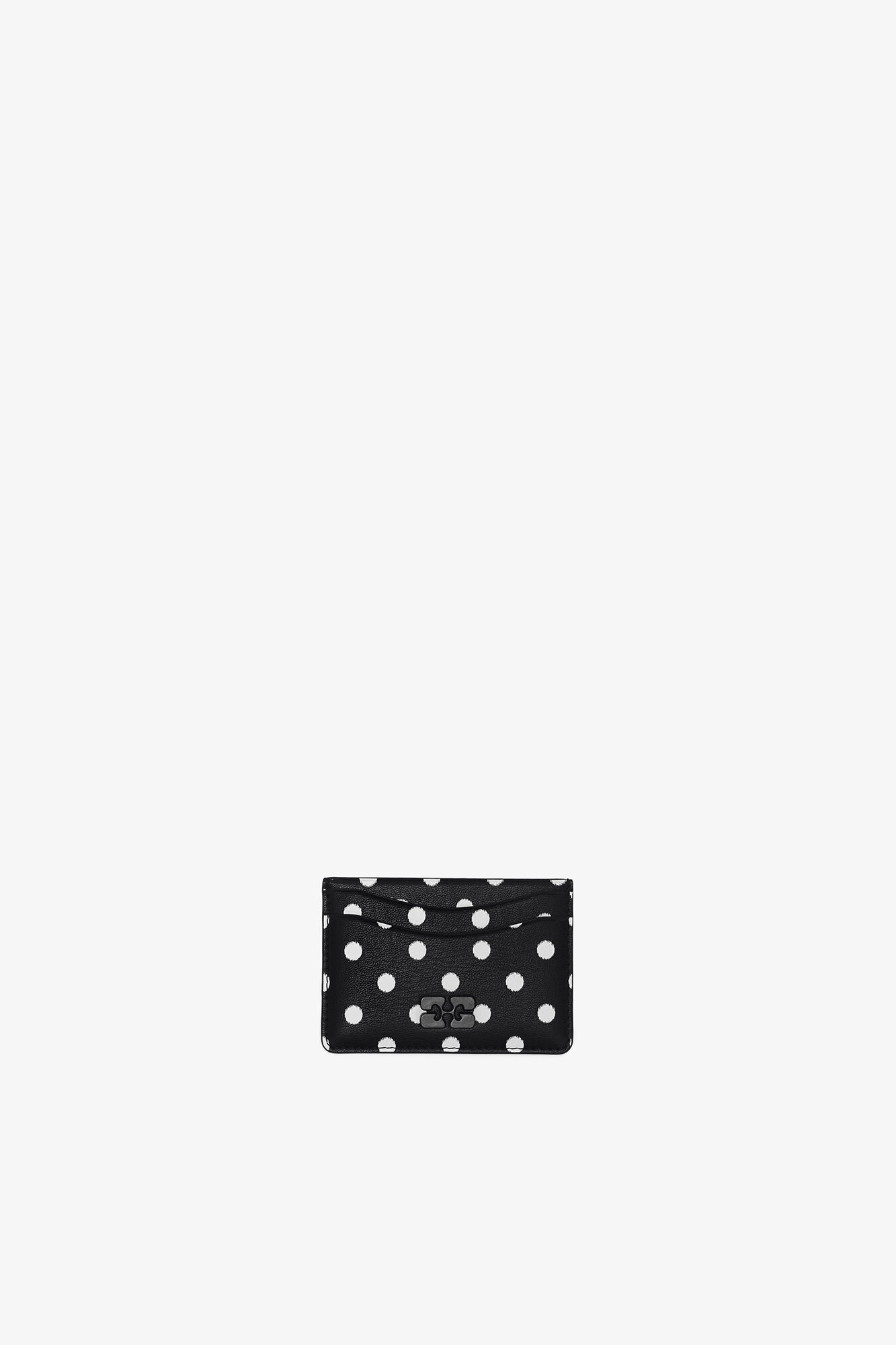 Porte-cartes &agrave; pois Bou, Recycled Leather, in colour Black - 1 - GANNI