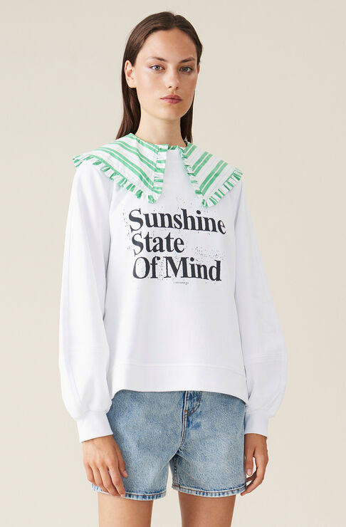 Ganni Isoli Sweatshirt, Sunshine Bright White Size M
