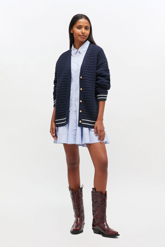 Dark Blue Wool Cardigan, Sky Captain