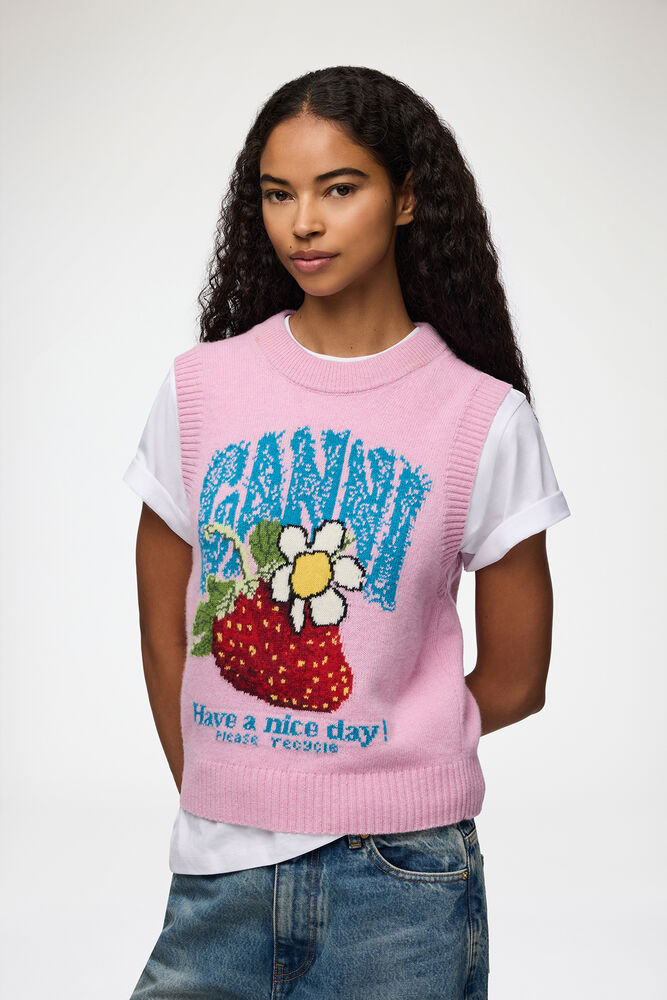 Vest with Strawberry, Chalk Pink
