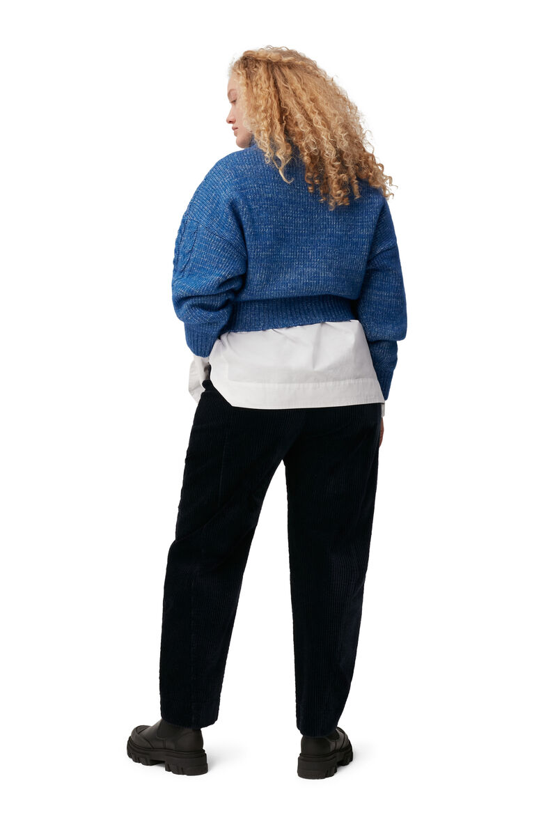 Chunky Cable Sweater, Alpaca, in colour Nautical Blue - 2 - GANNI