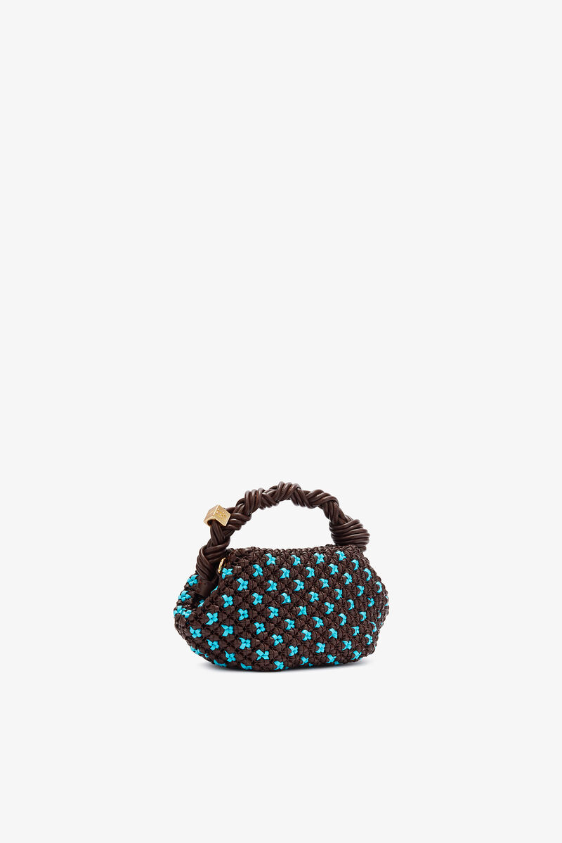 Mini Bou Bag in Braided Brown, Recycled Leather, in colour Chicory Coffee - 2 - GANNI