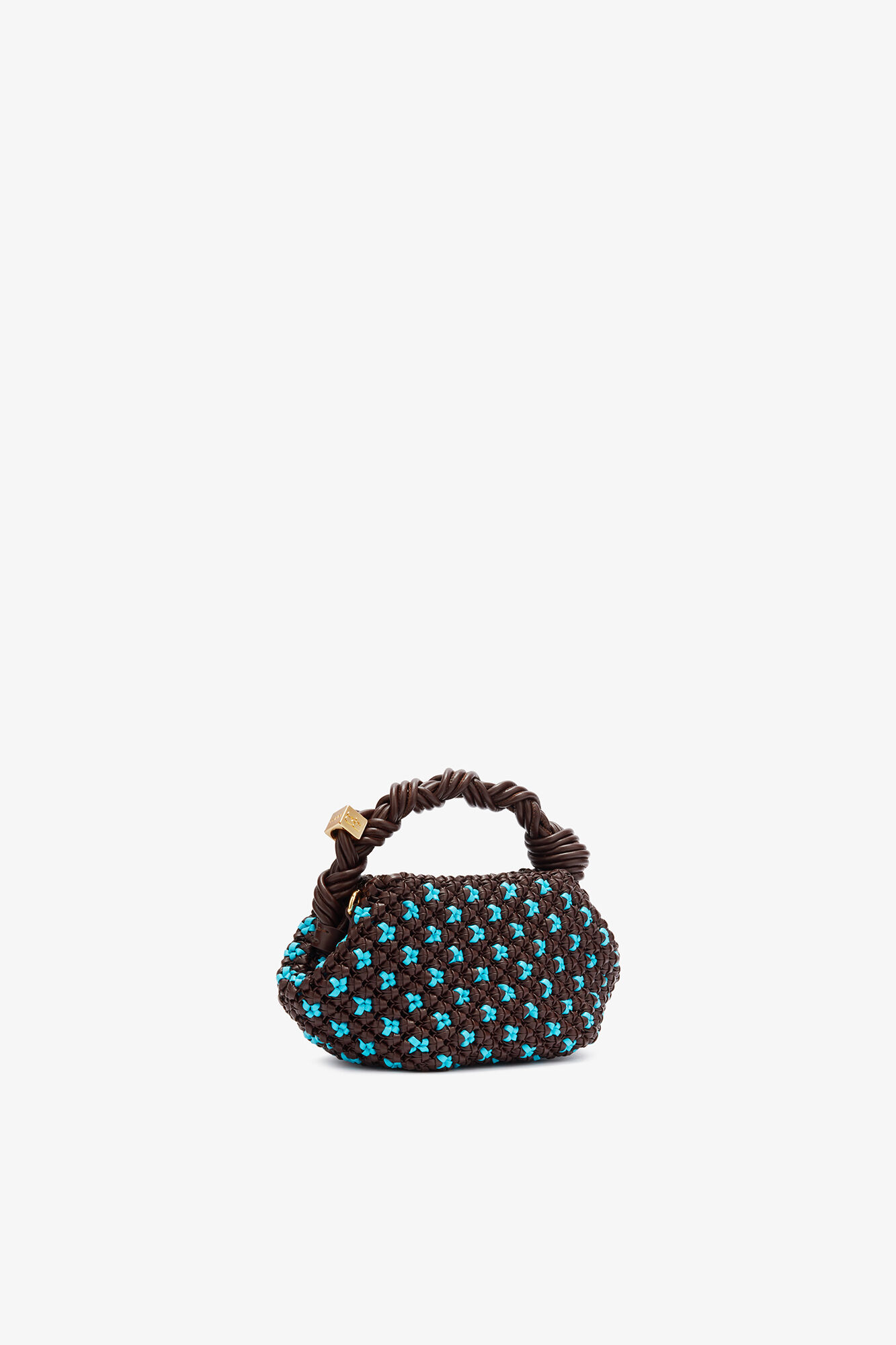 Mini Bou Bag in Braided Brown, Recycled Leather, in colour Chicory Coffee - 2 - GANNI