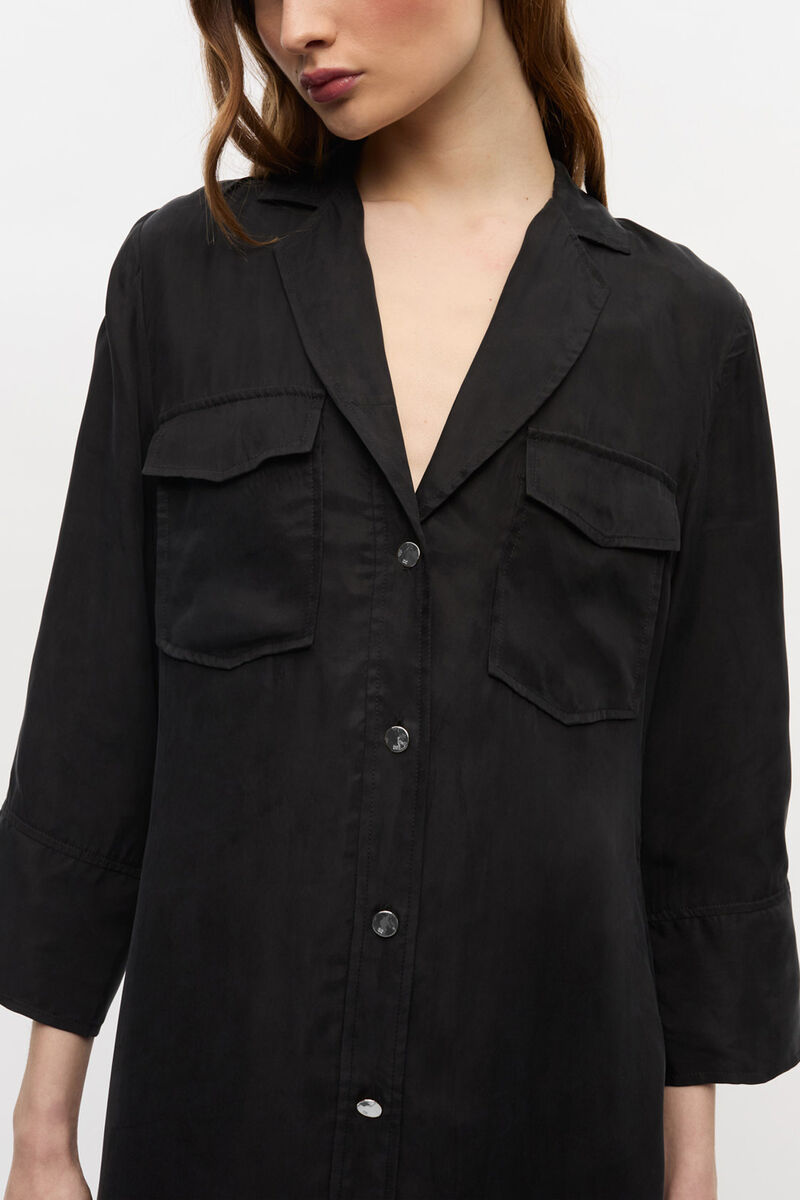 Black Fluid Cupro Maxi Dress, Cupro, in colour Black - 2 - GANNI