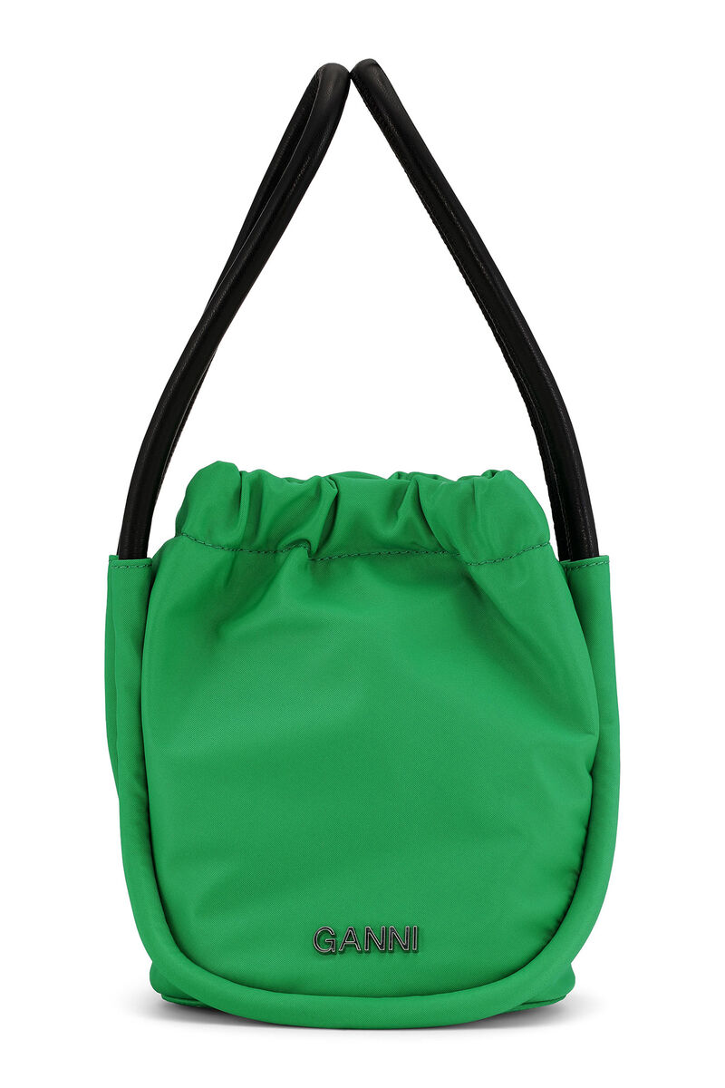 Knot Mini Purse, Recycled Leather, in colour Kelly Green - 1 - GANNI