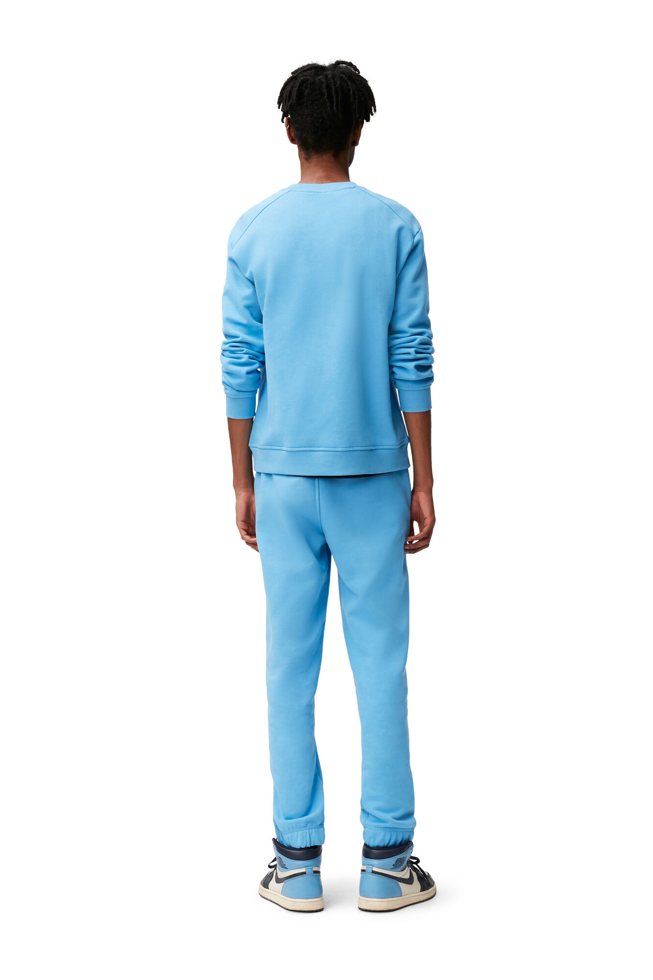 Avsmalnande sweatpants, Cotton, in colour Azure Blue - 4 - GANNI