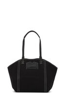 Black Large Banner Tote Bag, Recycled Cotton, in colour Black - 1 - GANNI