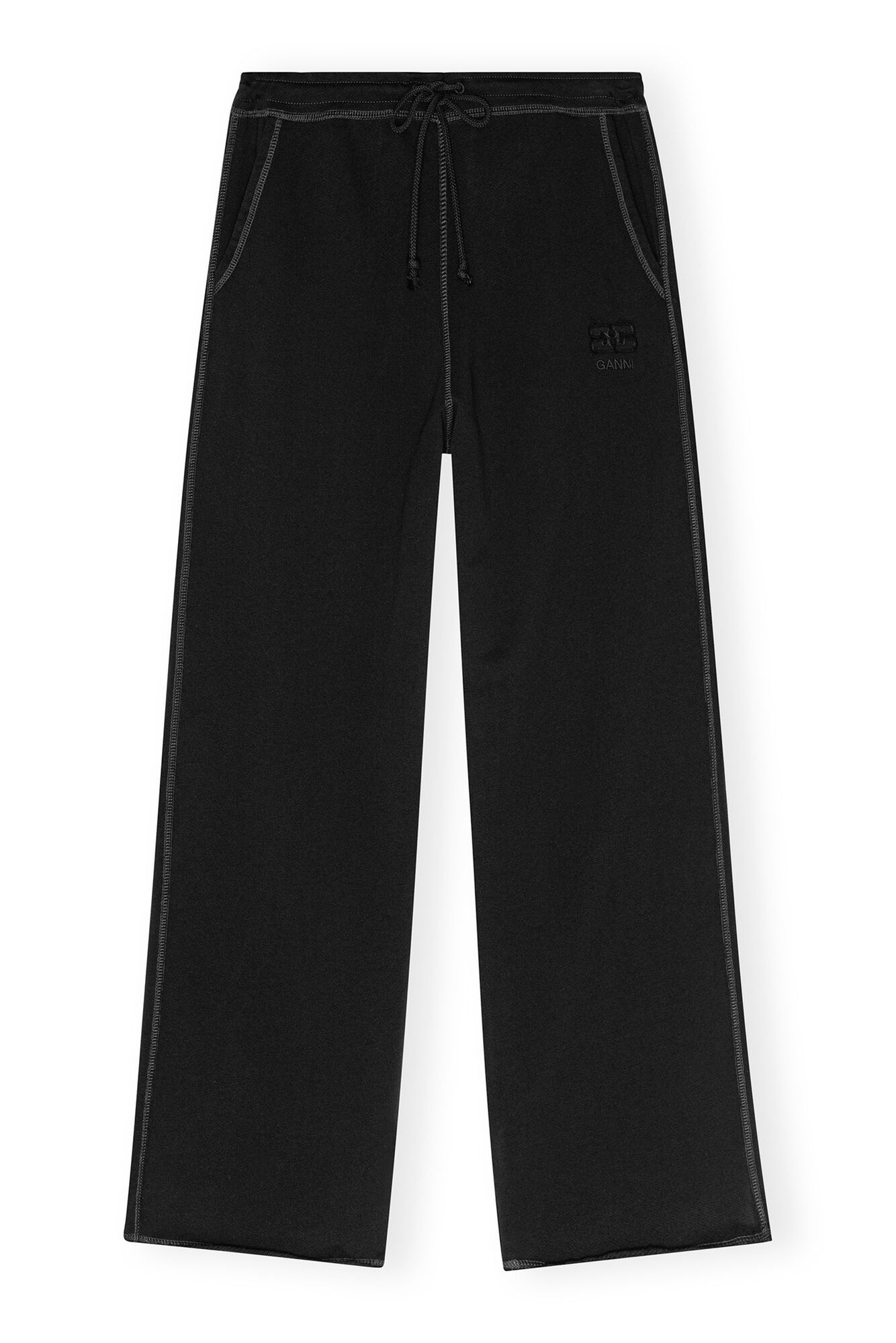 Black Light Isoli Wide Leg Trousers, Cotton, in colour Black - 1 - GANNI