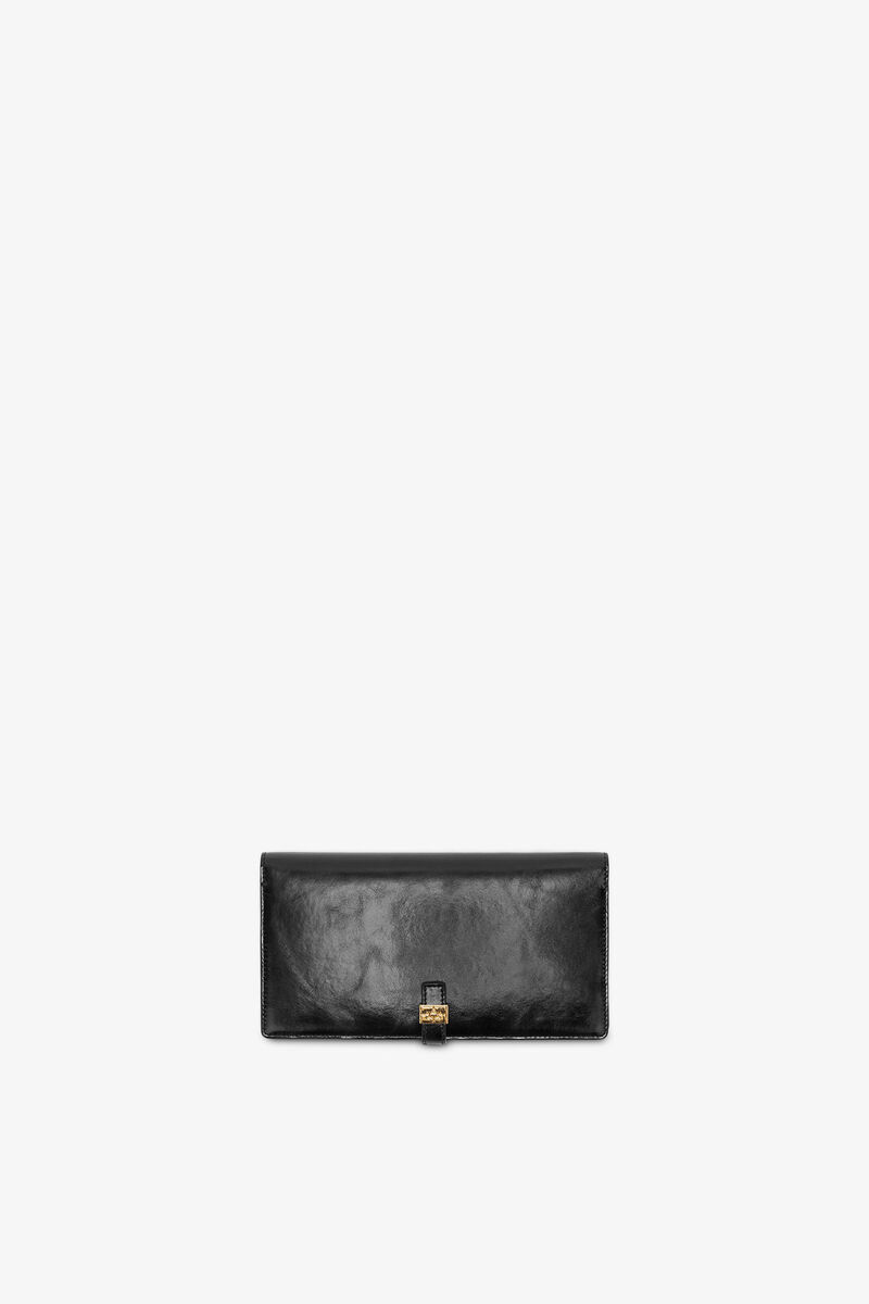 Sue Slim Long Wallet in Black, in colour Black - 1 - GANNI