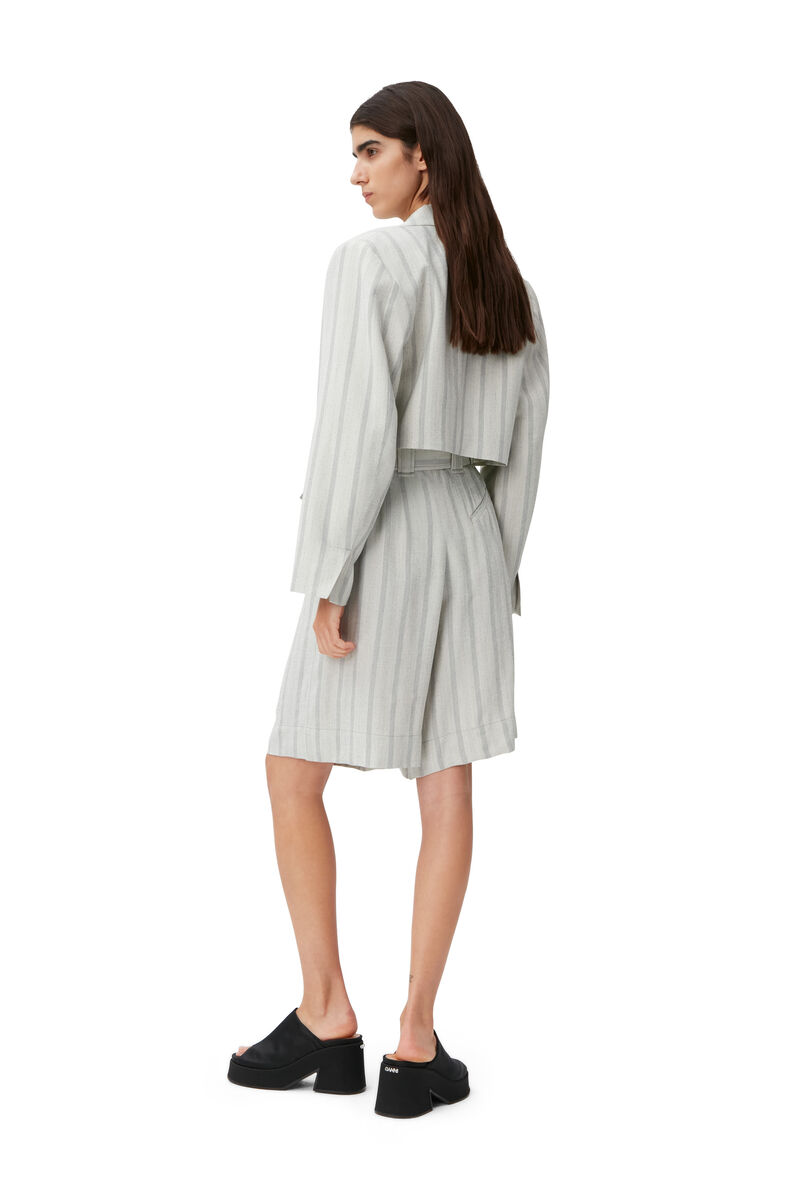 Cropped Blazer, LENZING™ ECOVERO™, in colour Phantom Stripe - 4 - GANNI