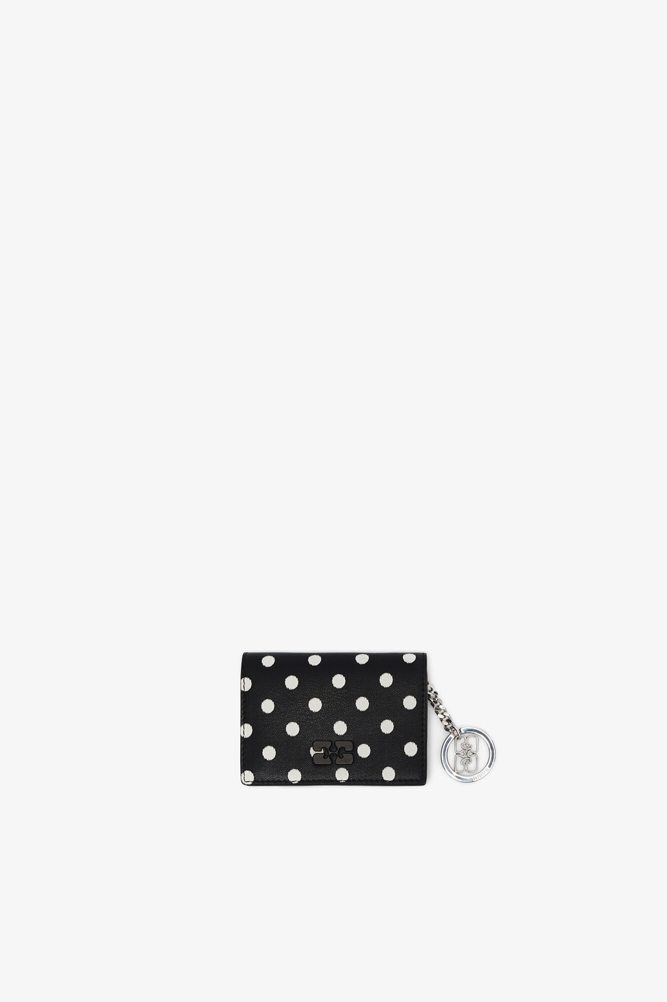 GANNI Bou Card Holder With Flap Dots 財布 Black Bou Card Holder With Flap with Dots | GANNI (Global) CA