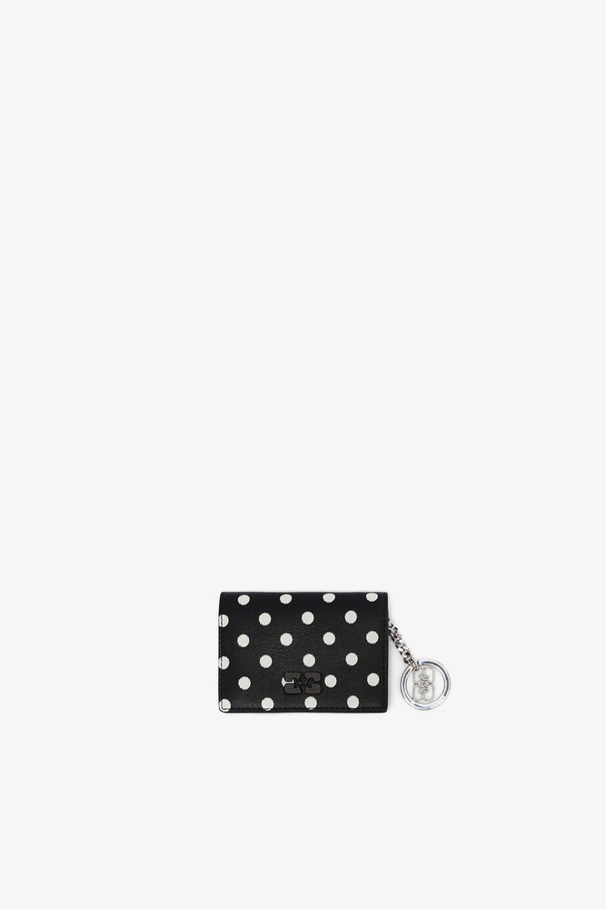 Bou Card Holder With Flap with Dots, Black