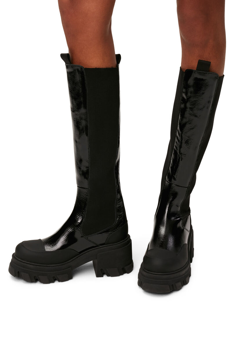 Hohe Chelsea-Stiefel mit Stollen, Leather, in colour Black - 4 - GANNI