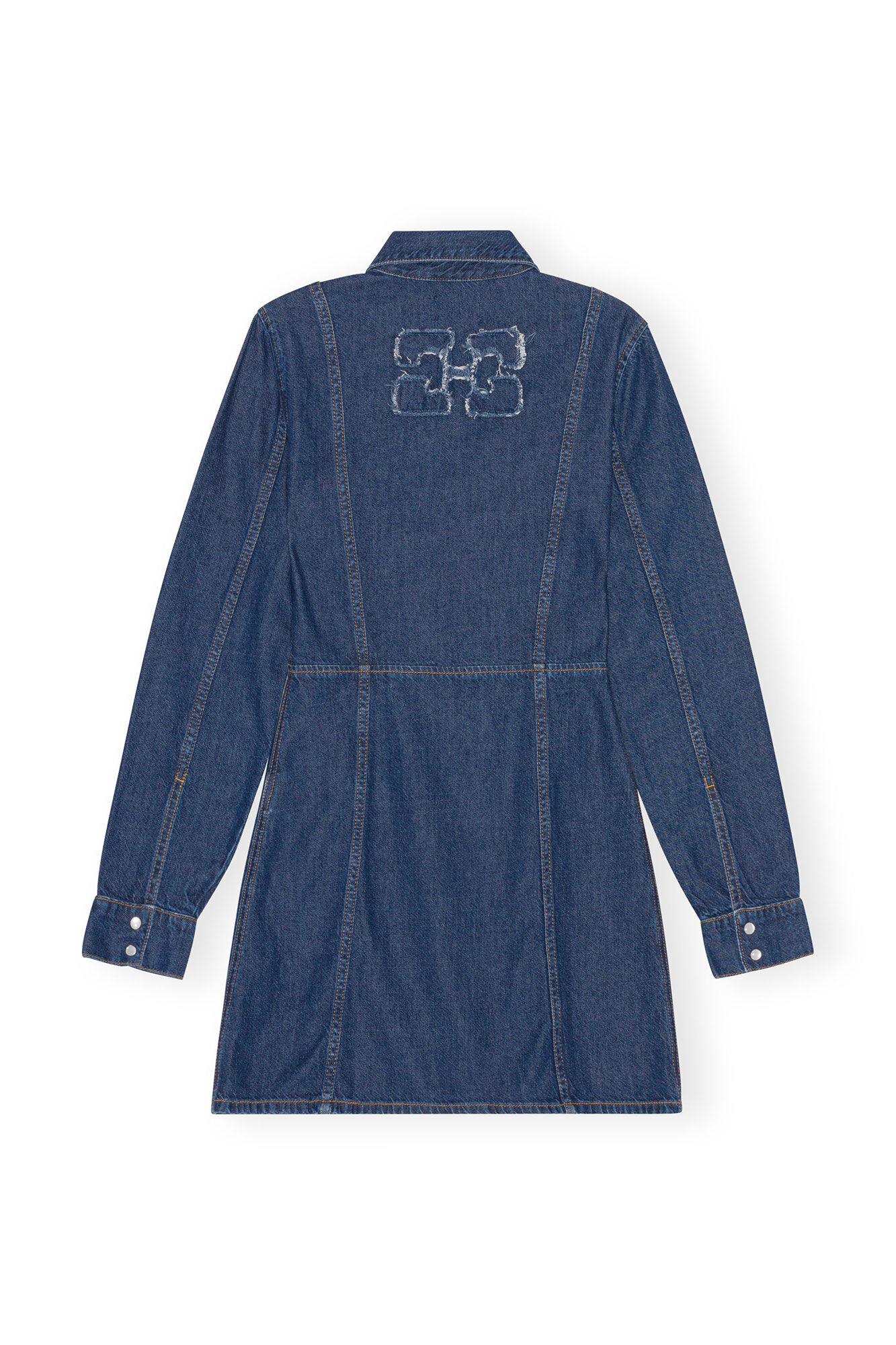 Re-Cut Denim Mini Dress, Lyocell, in colour Mid Blue Stone - 2 - GANNI