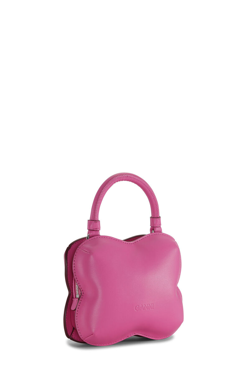 Pink Small Butterfly Crossbody Tasche, Polyester, in colour Shocking Pink - 3 - GANNI