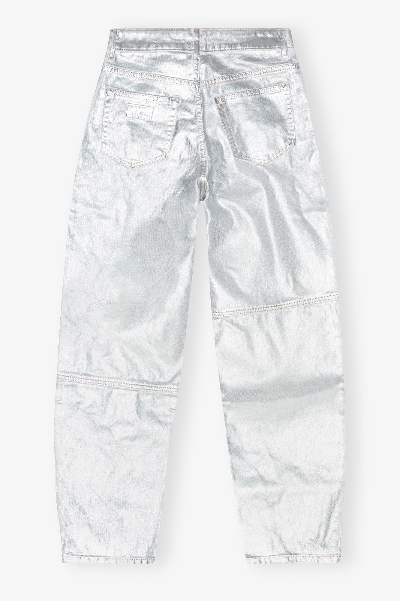 Silver Foil Stary Jeans, Organic Cotton, in colour Bright White - 2 - GANNI
