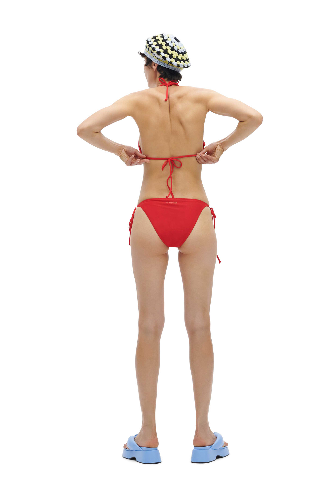 Bikinitruse med snøring, Elastane, in colour High Risk Red - 2 - GANNI
