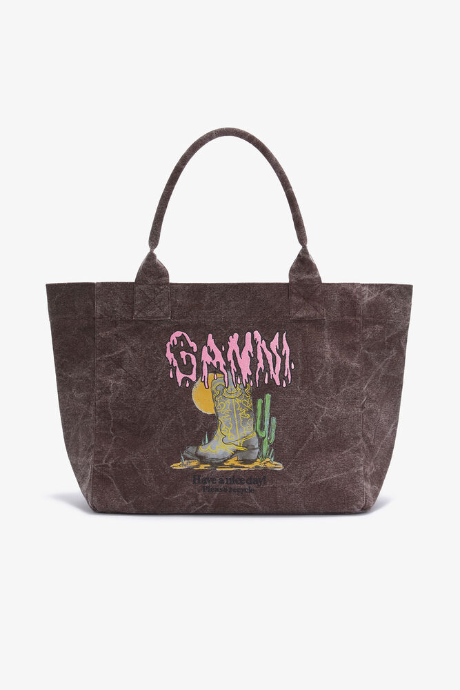 Brown Medium Western Boot Tote, Chicory Coffee