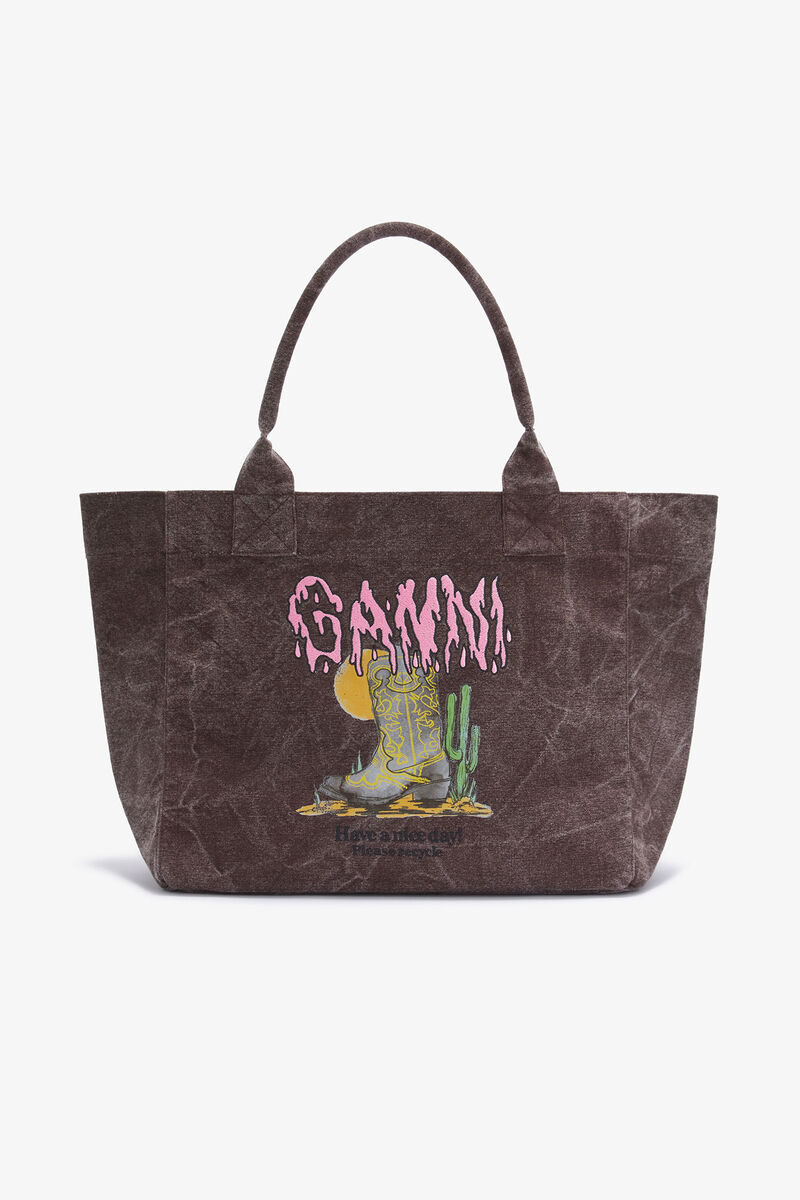 Brown Medium Western Boot Tote, in colour Chicory Coffee - 1 - GANNI