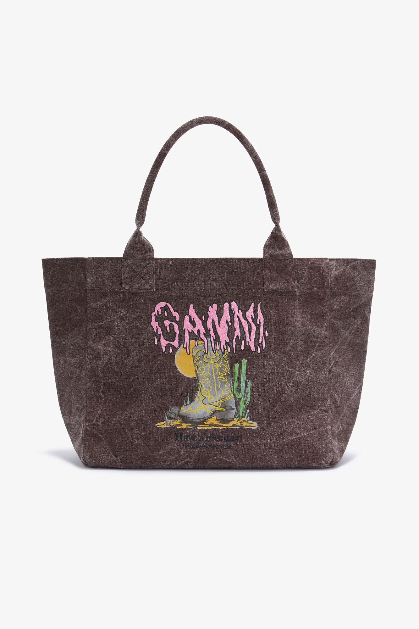 Brown Medium Western Boot Tote, in colour Chicory Coffee - 1 - GANNI