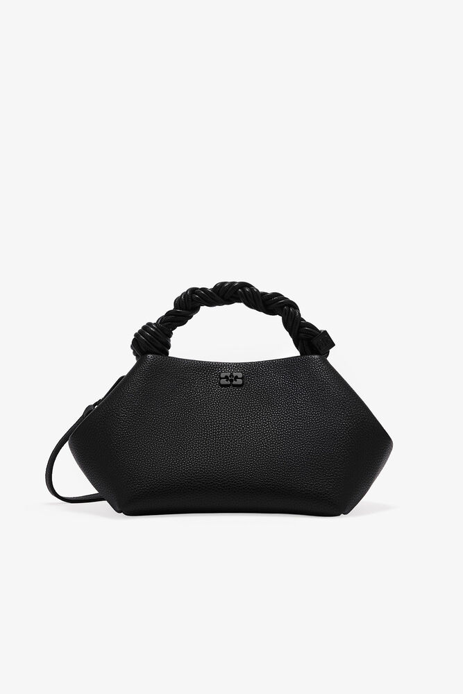 Lille sort GANNI Bou taske med grynet tekstur, Black