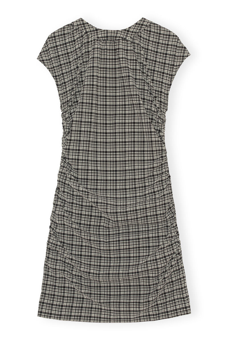 Seersucker Mini Dress, Elastane, in colour Mini Check Black - 1 - GANNI