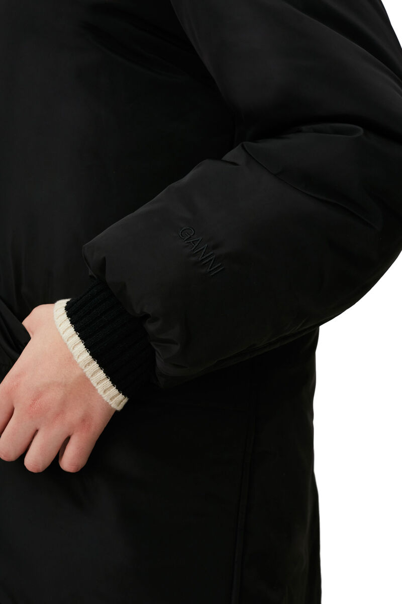 Lätt vadderad kappa, Recycled Polyester, in colour Black - 5 - GANNI