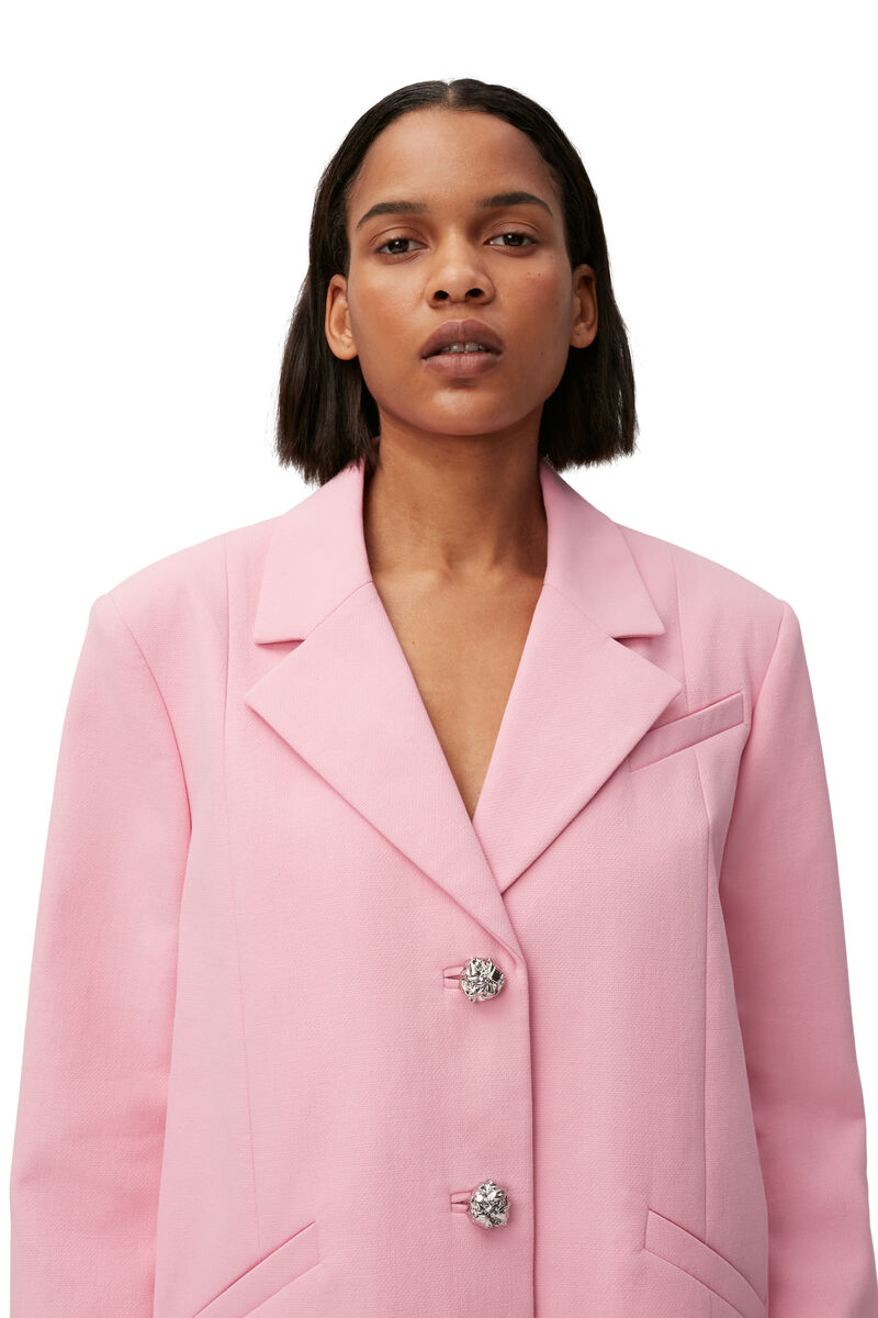 Oversized Blazer, Cotton, in colour Lilac Sachet - 3 - GANNI
