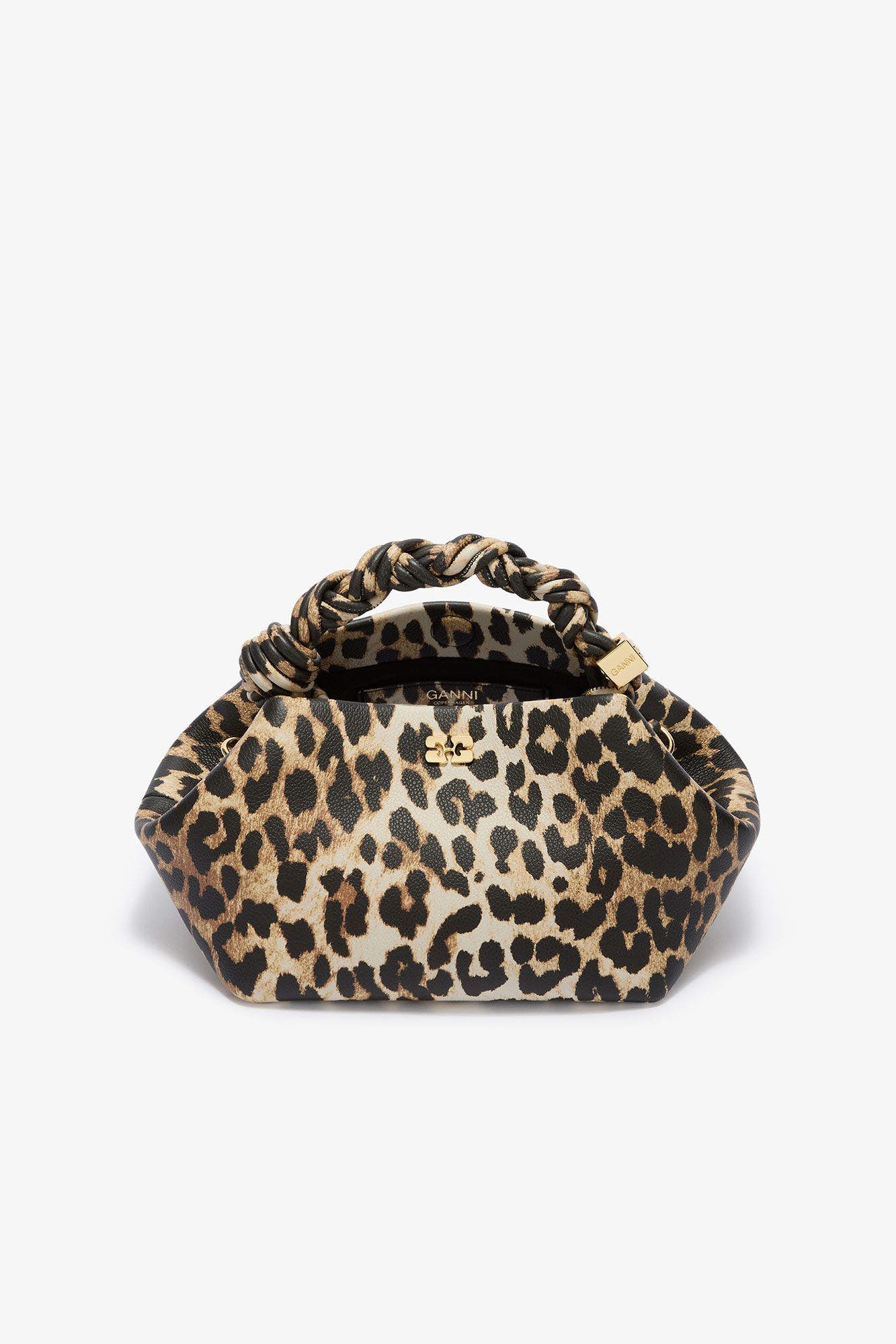 Leopard Grained Small Bou Bag, in colour Almond Milk - 3 - GANNI