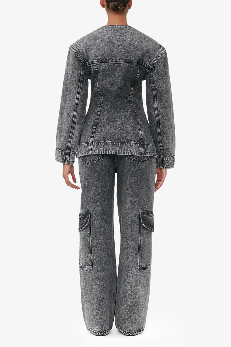 Snow Washed Denim Angi Jeans, Organic Cotton, in colour Black Washed - 3 - GANNI