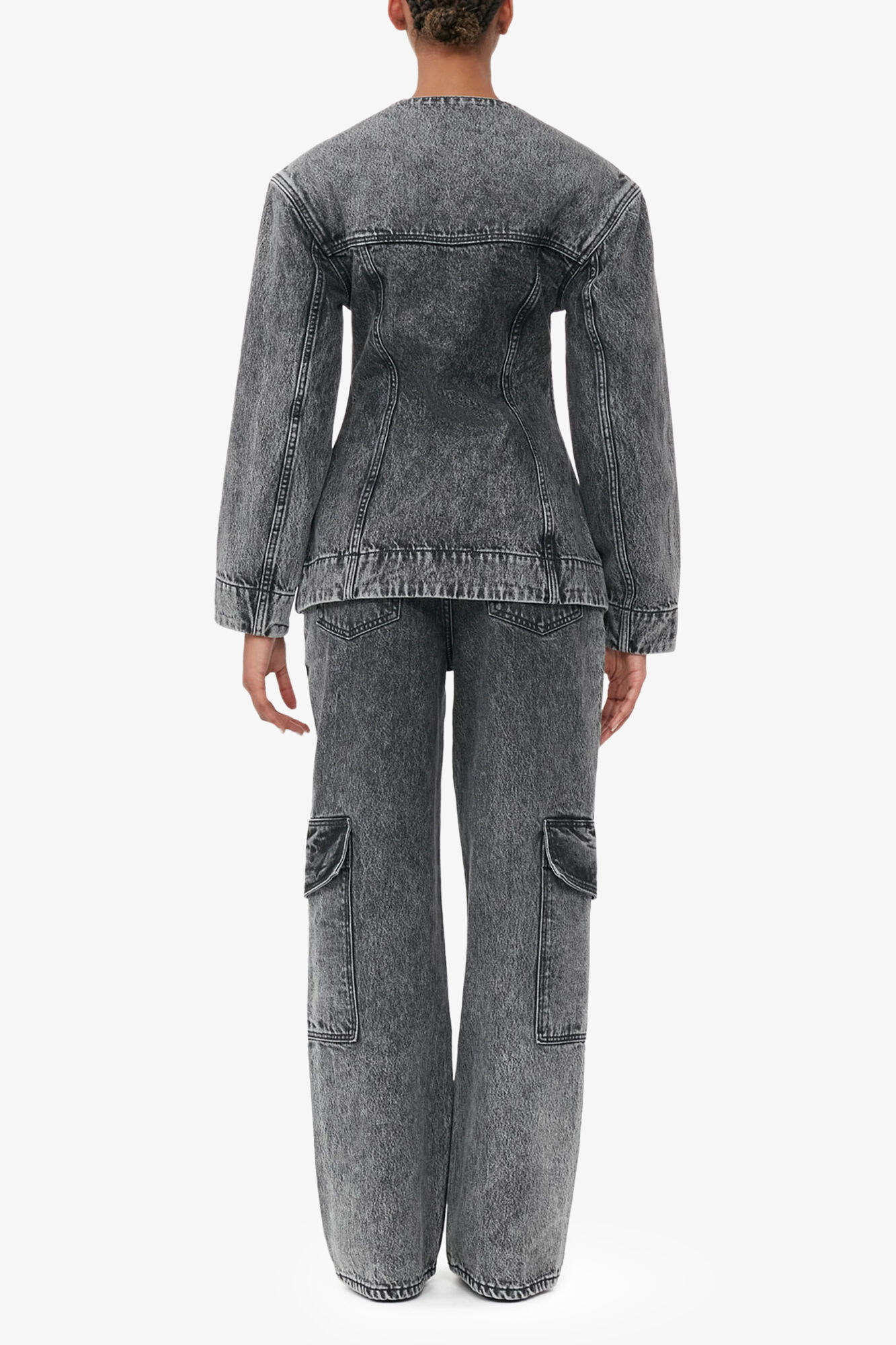 Snow Washed Denim Angi Jeans, Organic Cotton, in colour Black Washed - 3 - GANNI