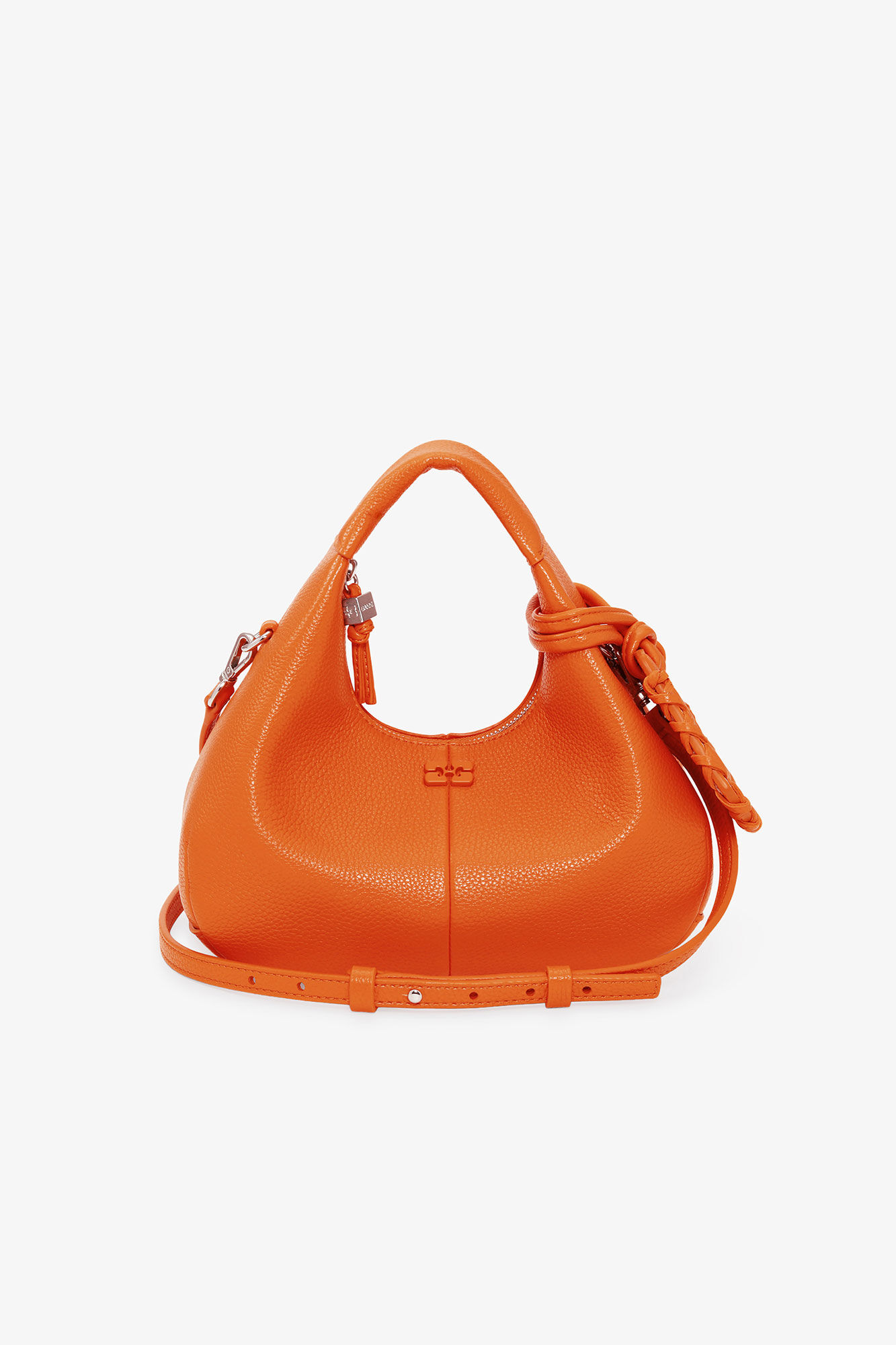 Orange Mini Hobo Bag, Polyurethane, in colour Russet Orange - 7 - GANNI