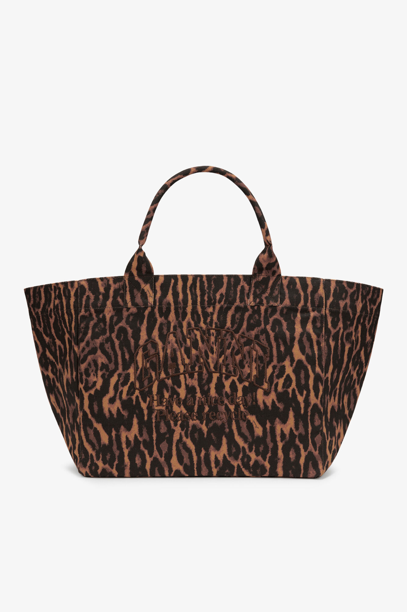 Tote XXL in Gradient Red Leopard, Recycled Cotton, in colour Autumn Maple - 1 - GANNI