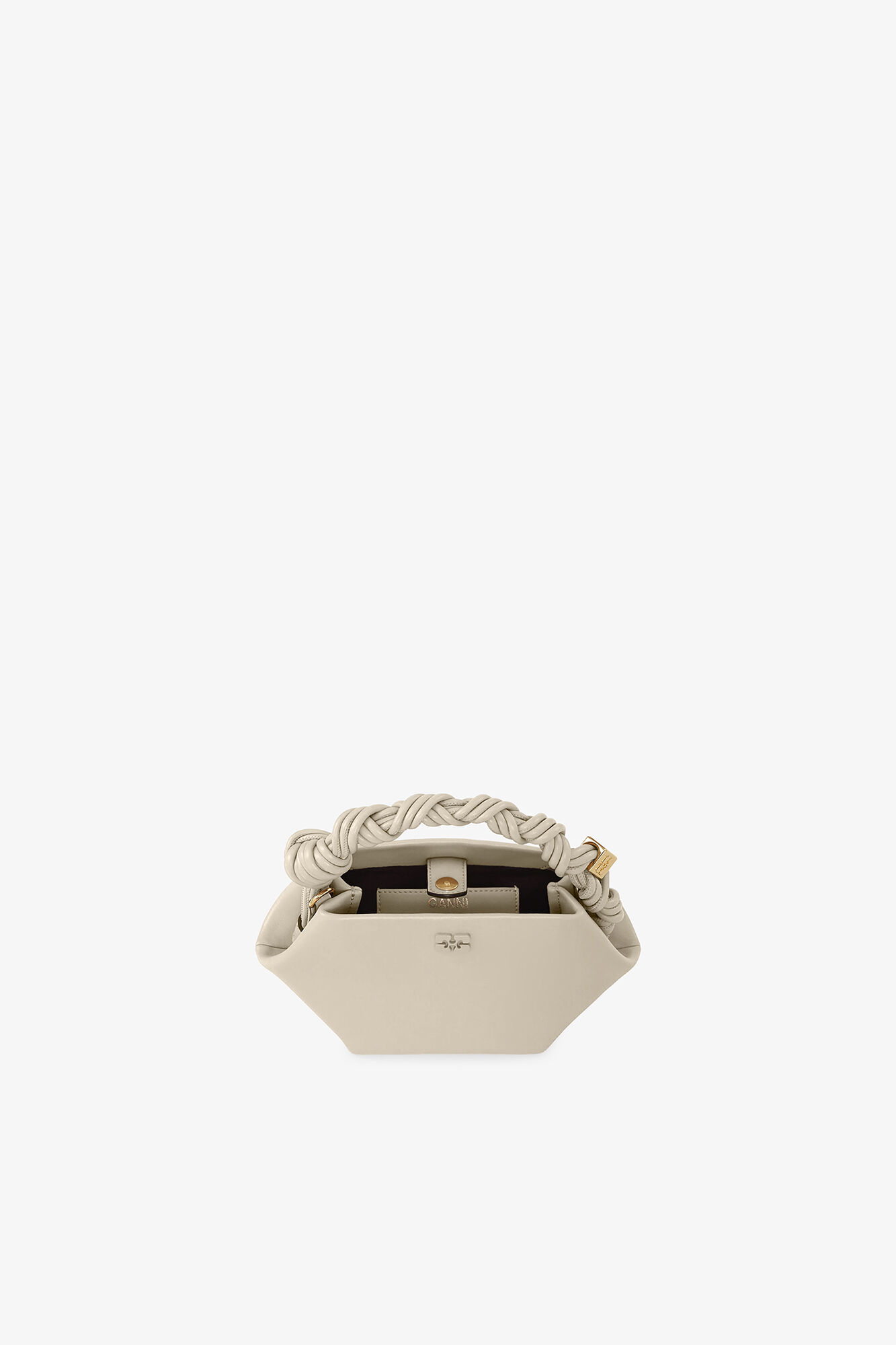 Light Grey Mini Bou Bag, Recycled Leather, in colour Oyster Gray - 3 - GANNI